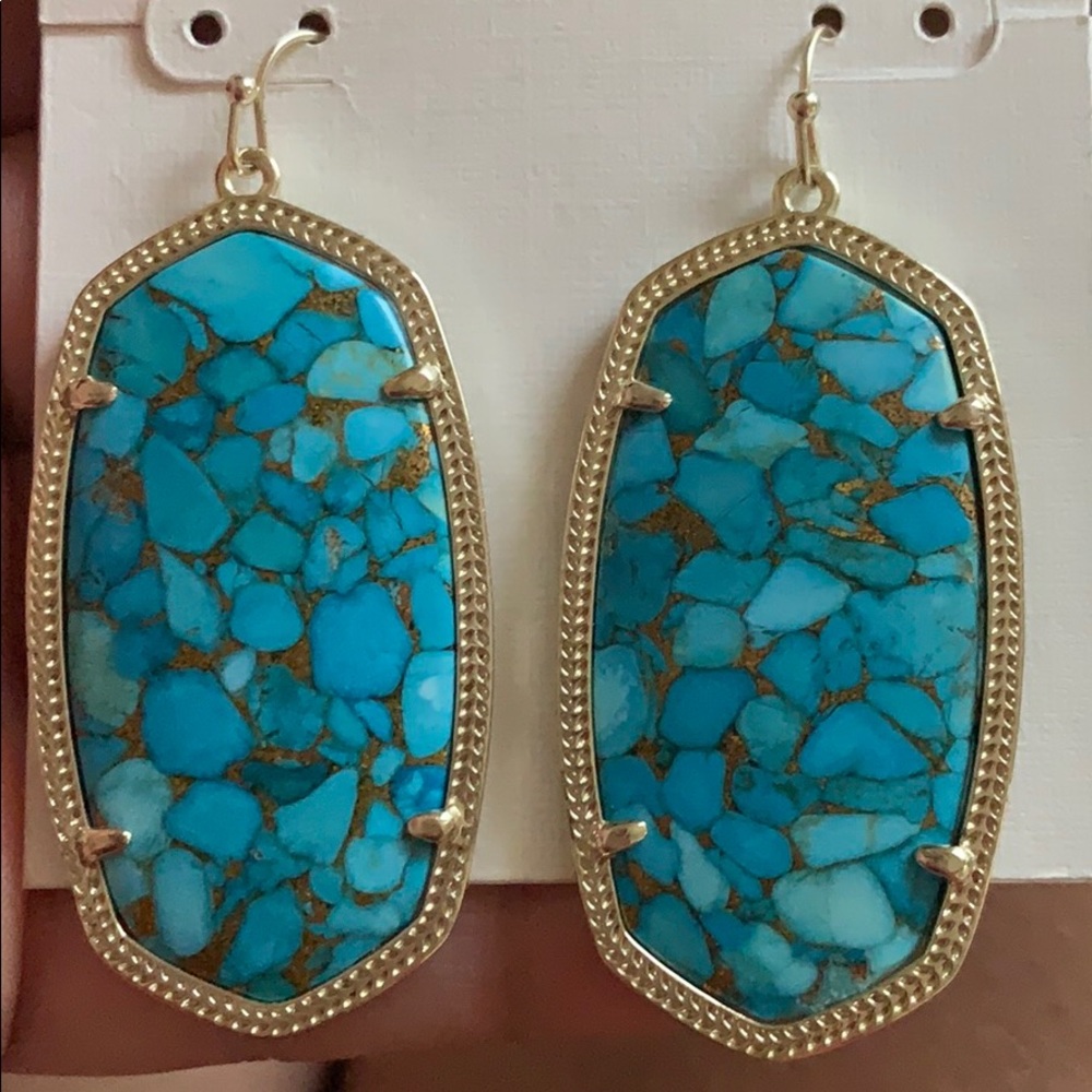 Kendra Scott Turquoise Gold Veined Danielle